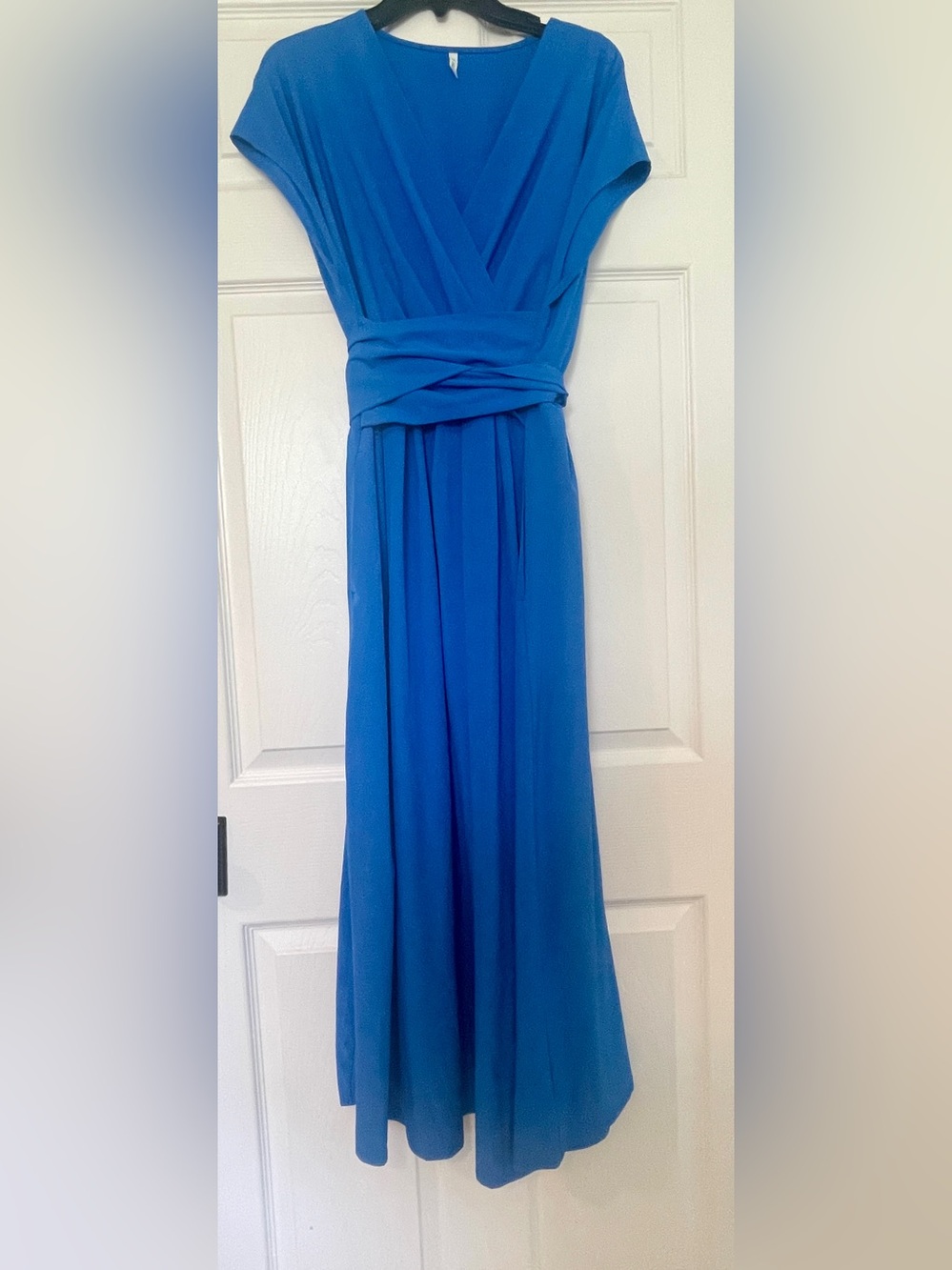 HALARA Breezeful V Neck Tie back Blue Maxi Dress